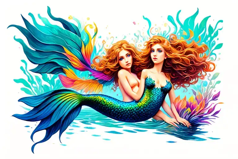 Mermaid With Colorful Colors