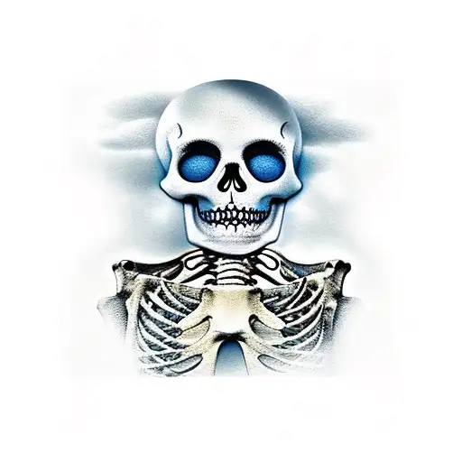 Mexican Skeleton Reaching Down From Clouds