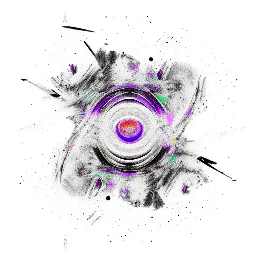 Purple Brush Stroke Abstract Fool Tarot Card In Black And White