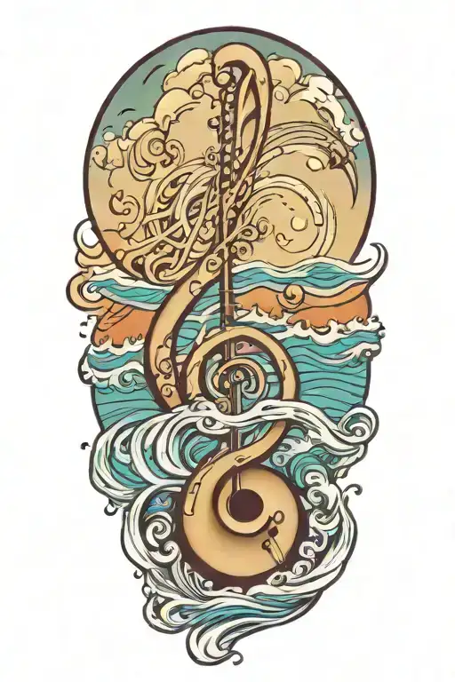 Combining Musical Notes With Waves Crashing On The Beach