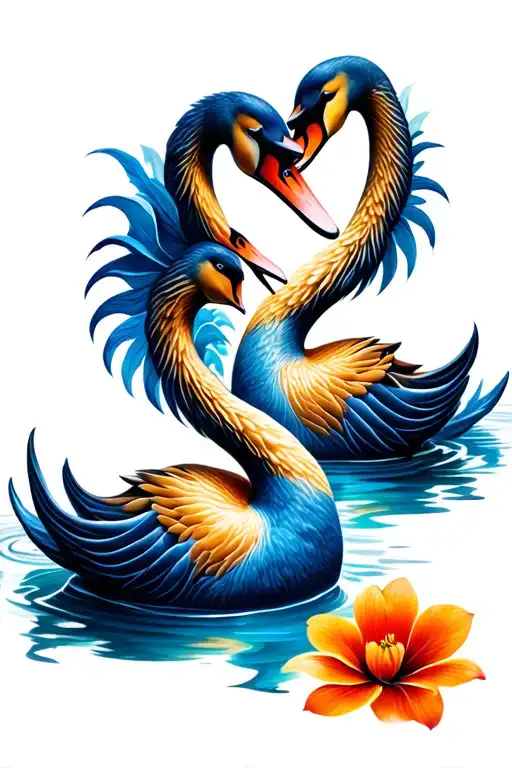 Blue Swan Swimming Together Symbolizing The Client's Love