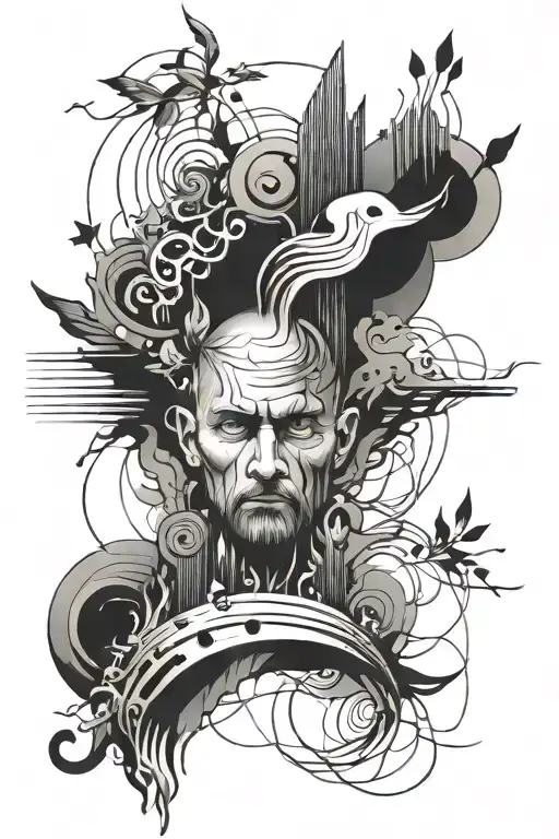 Mens Abstract Minimalist Surrealism Forearm Tattoo With Flow