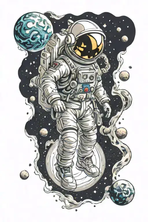 Space With Astronaut Lost In Time