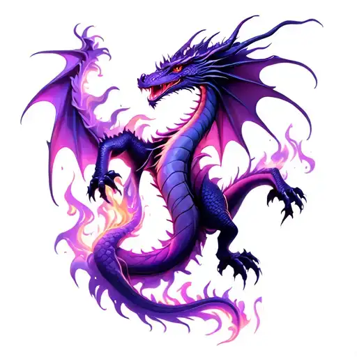 Dragon Purple Flames Mystical