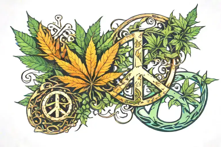 Peace Symbol With Weed Leaf