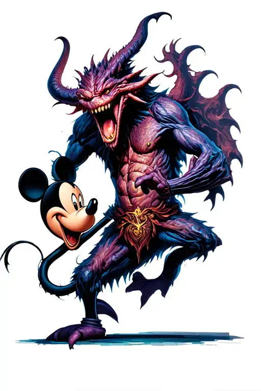 Chernabog Demon Fighting Mickey Sorcerer's