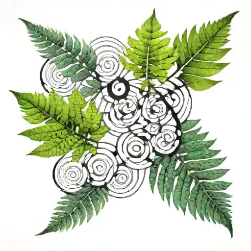 Abstract Fern Leaf With Circles Intertwined Within