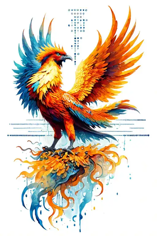 Morse Code With A Phoenix In Water Colour