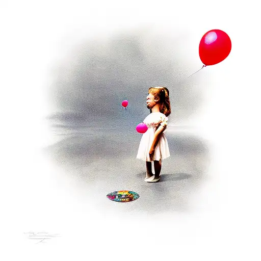 Little Girl With Ballon In Salvador Dali Style