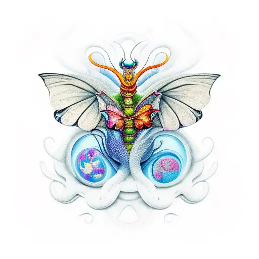 Dragon Wrapped Around Butterflies