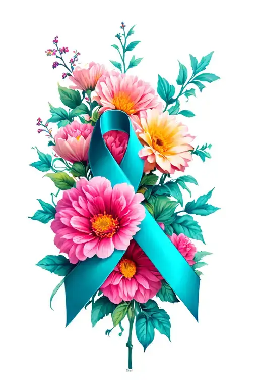 Lung Cancer Ribbon Flowers Intertwined Within