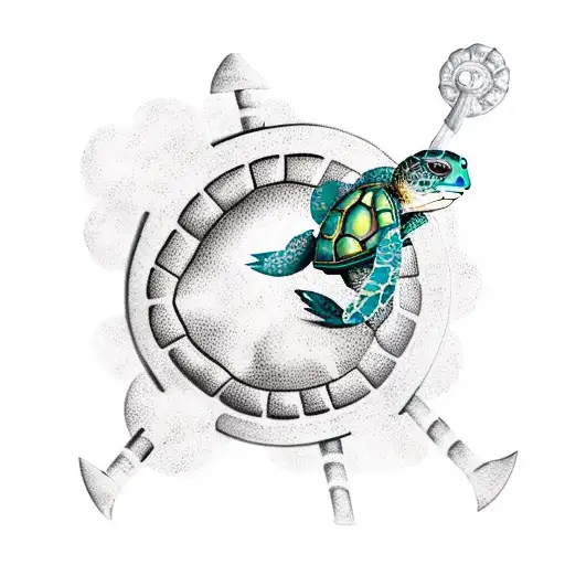 Sea Anchor With A Turtle