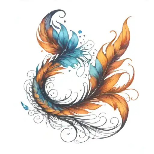 Phoenix Feather Transforming Into Galaxy