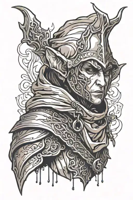 Portrait Of A Rogue Elf Wearing A Hood With An Apparent Sword Sheath