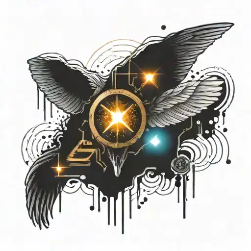 Military Paratrooper Wings And Hacker Binary Code Pattern Representing