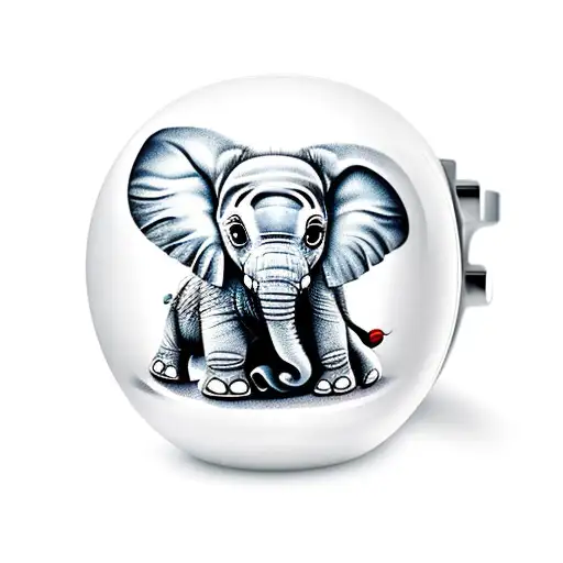 Baby Elephant With Trunk In Air