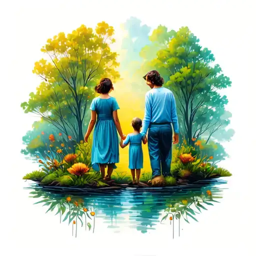 Family In Nature Inspired Tattoo Design Featuring