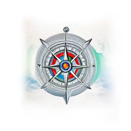 Thick Wristband With A Compass