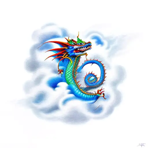 Azure Dragon In Clouds