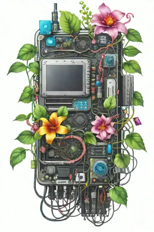 Motherboard Vines Computer Flowers Cyberpunk