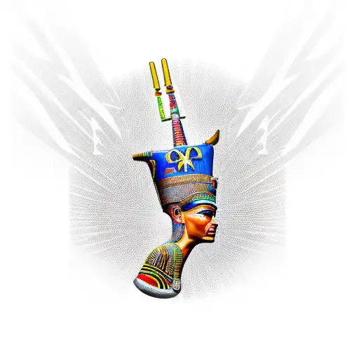 Nefertiti Side View With Cobra And Ankh