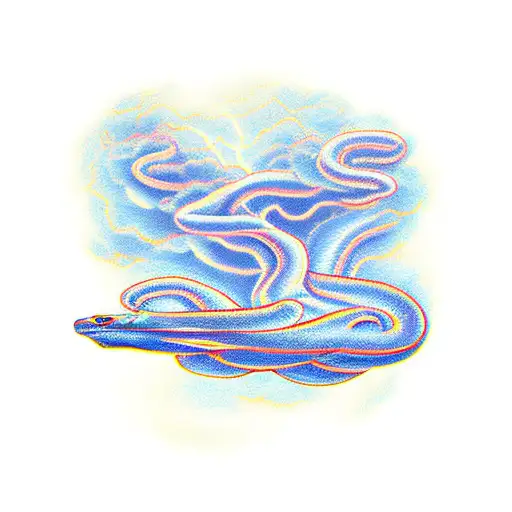 Clouds And Lightning With A Snake And Rose