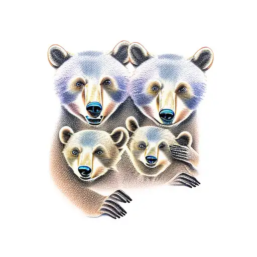 Mama Bear With 4 Cubs