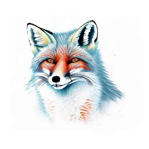 Myhical Animal Red Fox With A Lot Of Tails