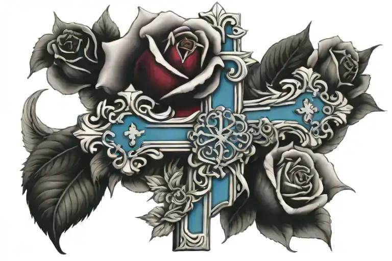 Christian Cross With Roses
