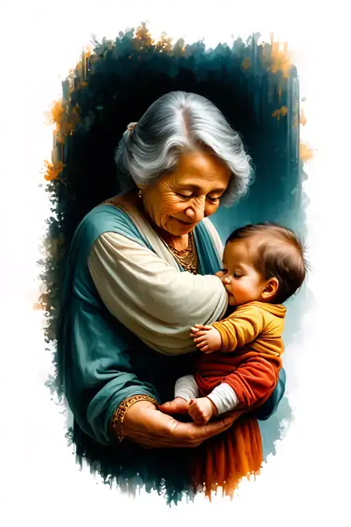 Grandmother Holding Her Grandchild's Hand