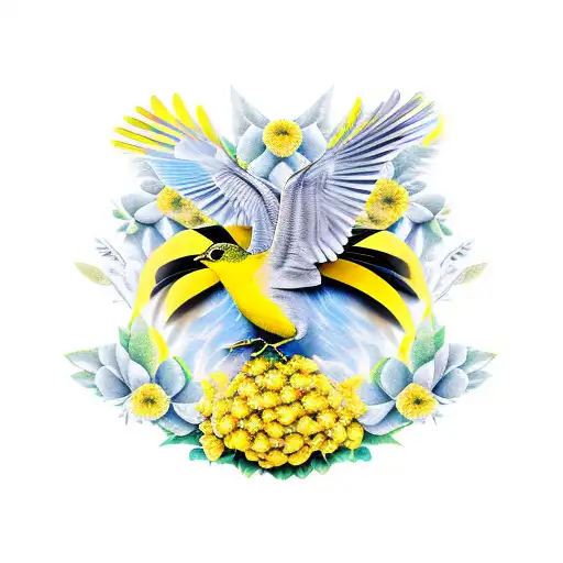 Yellow Bird Silver Wreath