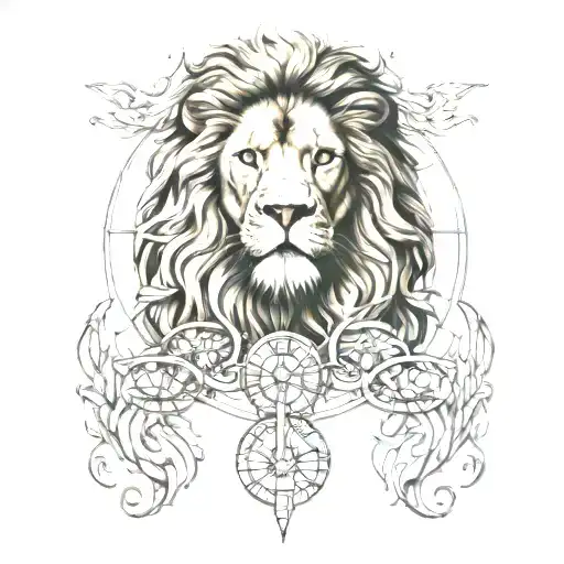 Vitruvian Circles Lion Face