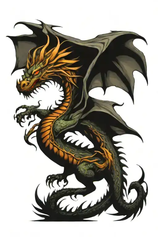 Dragon Painted With A Brush