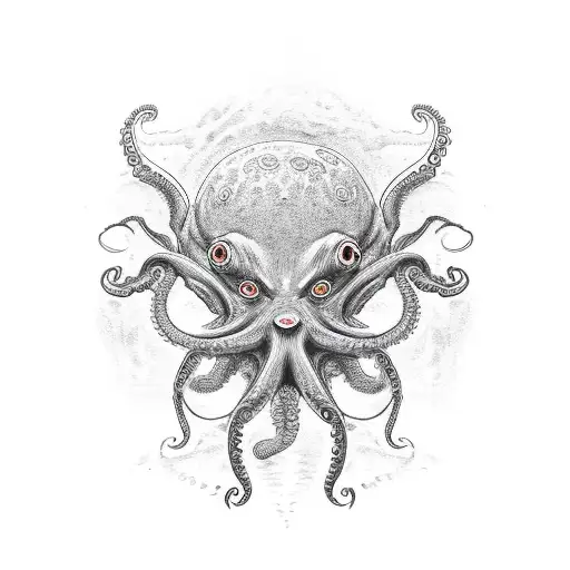 Angry Octopus With Red Eyes