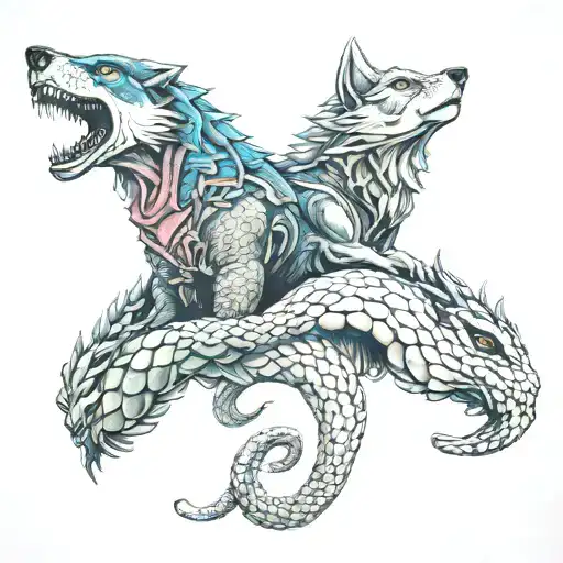 Wolf And Snake Friend Aliens One Tall