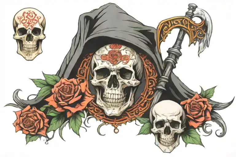 Mandala And Grim Reaper And Skull