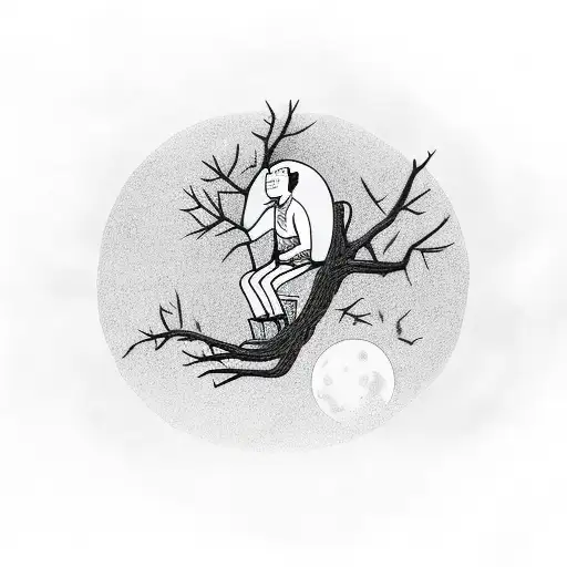 A Guy Looking Up On The Moon In The Forest