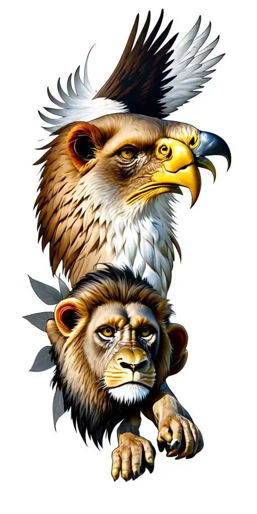 Lion And Eagle And Monkey Tattoo Sleeve