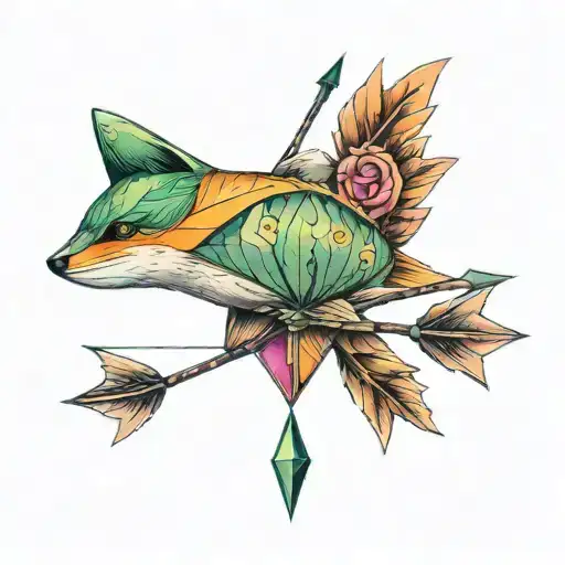 Arrow Design At The Back Of The Neck With Colour