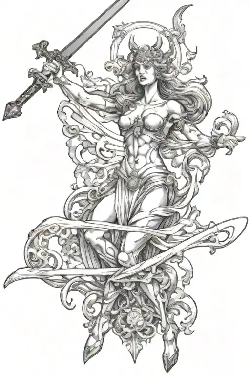 Themis Kills Demon With Her Sword