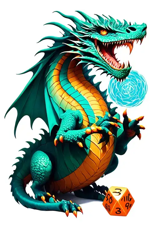 Dragon Gaurding A D20 Dice