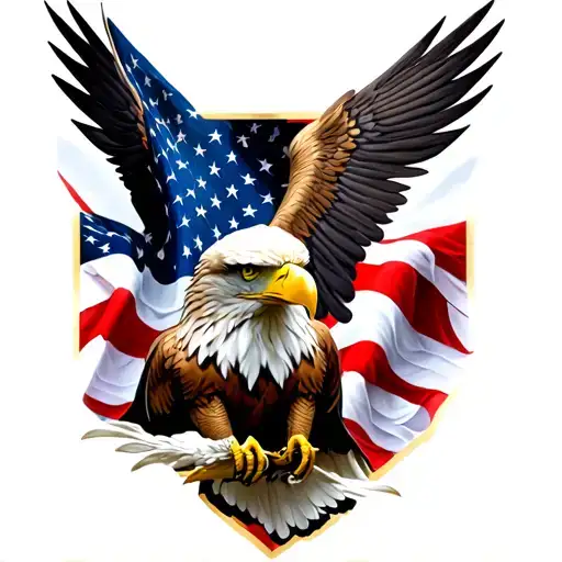Eagle And American Flag