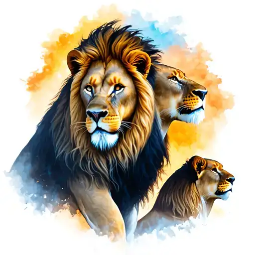 Strength Lion Behind Lioness