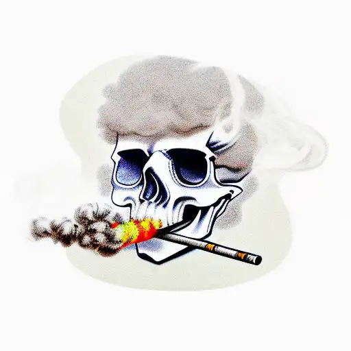 Cowboy Skull Smoking Cigarette