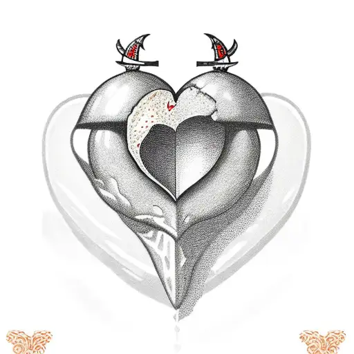 A Heart-shaped Pomegranate Pierced With A Dagger