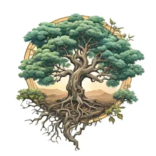 Tree Of Life Tattoo With Bonsi Style And Full Roots To Go On The Side Of The Bicep Left Hand Side