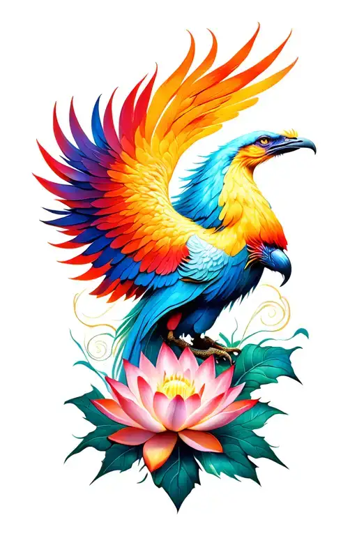 Phoenix And Lotus Flower