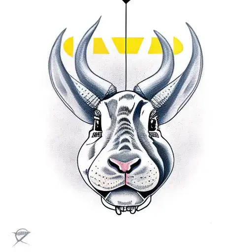 One Line Bull And Rabbit