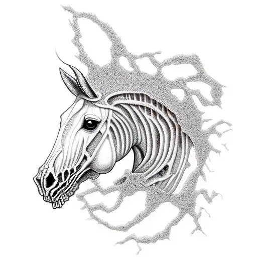 A Skeletal Horse Bursting Through The Seam Of A Softball