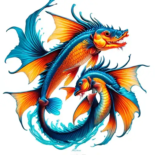 Coi Fish Swimming Together Dragon